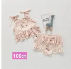 女の子用フリル花柄水着 100cm