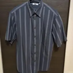 UNIQLO U 半袖シャツ Sサイズ ダークグレー ストライプ