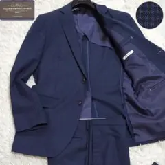 美品 XL カノニコ スーツカンパニー セットアップ ネイビーチェック