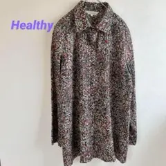 ヘルシー　【美品】　花柄　長袖　シャツ　総柄　ゆったり　丈長め