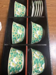 有田焼　佐賀錦茶菓　湯呑茶托5客セット