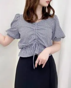 INGNI ドロストギャザー半袖ブラウス