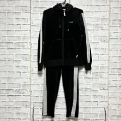 FILA フィラ 黒 ブラック ベロア素材 ジャージ セットアップ