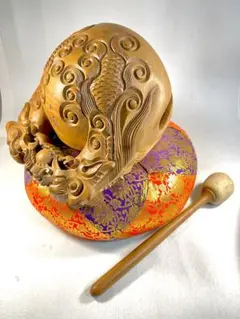 江戸時代 【玉鱗工】 木彫朱塗古木魚 刳り貫き 特大型 杢魚 寺院WWWT064 江戸時代 【玉鱗工】 木彫朱塗古木魚 刳り貫き 特大型 杢魚 寺院