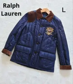 RALPH LAUREN キルティング ダウンジャケット エンブレムコーデュロイ