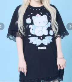 Hauls ぽわぽわハートレースBIGTEE ブラック