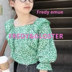 【FREDY&GLOSTER】スクエアフリルグリーン花柄パフスリーブシャツM