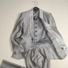 美品✨タキシード4点セット 燕尾服 新郎 Mサイズ シルバー 金ボタン