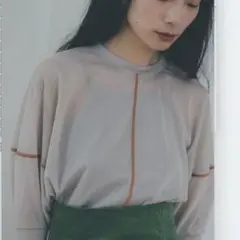 CLANE　シアーハーフスリーブトップス