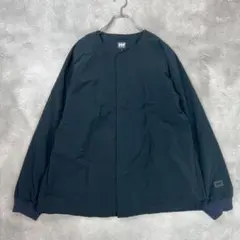美品 ヘリーハンセン 中綿 ノーカラージャケット ネイビー