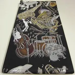 新作 西陣織高級六通柄袋帯 黒地 JAZZ【綿芯仕立付】