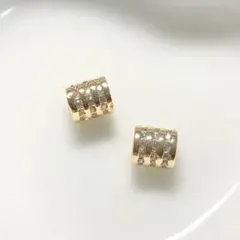 残り1セット！18kgp 小粒3本ライン ゴールド ロンデル 2個セット