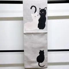 千鳥柄に黒猫と白猫が描かれた京袋帯 着物