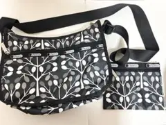 レスポートサック 黒 ツリー 木 ショルダー バッグ ポーチ付き