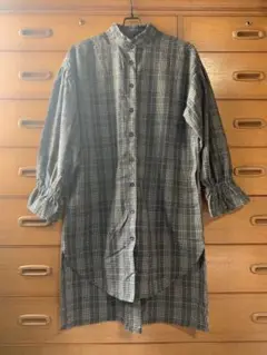 mumokuteki グレンチェック　シャツワンピース