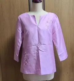 OLIVE des OLIVE 七分袖 ビーズ 刺繍 シャツ ブラウス ピンク