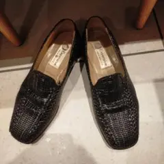 メッシュレザー ブラック ローファー
