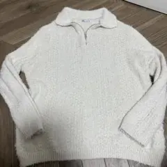 ホワイトフワフワニットセーター　L