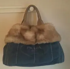 PRADA デニム ファー バック
