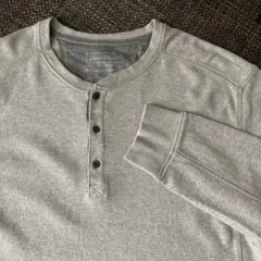 エディーバウアー 無地サーマルTシャツ ゆるだぼビッグ 灰 長袖ヘンリーネック