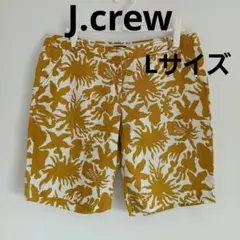 J.crew 花柄ショートパンツ 白とマスタード リネンMIX Lサイズ