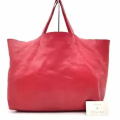 CELINE トートバック 赤 ホリゾンタル カバ A4u0026PC可 オールレザー