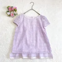 美品★ 【ジャスグリッティー】オーガンジーチェック柄 ブラウス (M) 半袖