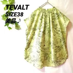 【美品】TEVALT トップス フラワープリント シャーリングカラー