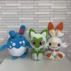 ポケモンキャラクター　ニャオハ・ヒバニー ・マリルリぬいぐるみセット