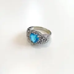 新品 サファイア ジルコニア リング シルバー ハート ブルー アクセサリー