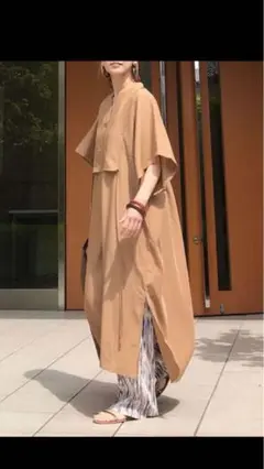 コーナーズ カフタンシャツワンピース　キャメル