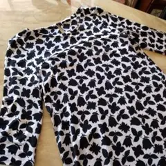 MARELLA マレーラ 総柄ワンピース 花柄 黒×白 ブラック×ホワイト L