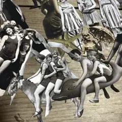 夏のペーパードール　ジャンクジャーナル素材　コラージュ素材