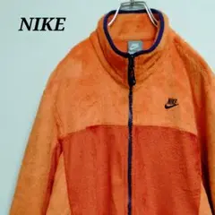 【美品】NIKE ナイキ フリースジャケット 刺繍ロゴ オレンジ M メンズ