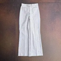 70s-80s フレアパンツ リネン 絣 ネップ ベルボトム MURLEN