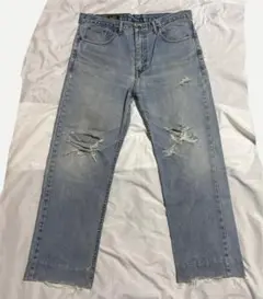 【古着】Lee ダメージデニムパンツ　青