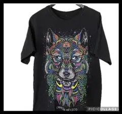★USA古着★ カラフルオオカミデザインTシャツ