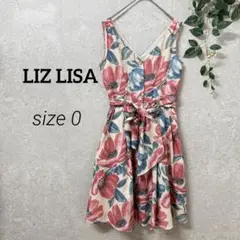 LIZ LISA 花柄 ノースリーブワンピース ウエストリボン付き