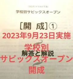 学校別サピックスオープン [開成] 1 解答と解説
