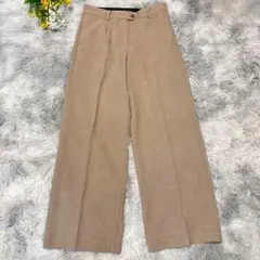M&S　ワイドパンツ　【L】UK12　ベージュ　センタープレス　フルレングス