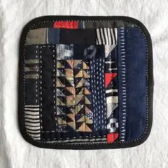 古布パッチワーク刺し子のミニフリーマット