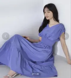 【美品】NATURAL BEAUTY BASIC Ｖネックバブルギャザーワンピ