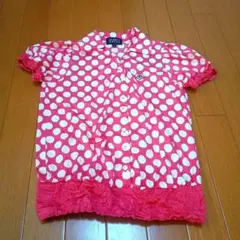 PEARLY GATES　パーリーゲイツ　ピンク水玉 フリル袖 シャツ　サイズ0