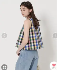 【美品】UNITED ARROWS チェック柄 ノースリーブ タンクトップ