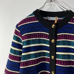 イヴ サンローラン 金ボタン ニット ウール ミックスカラー