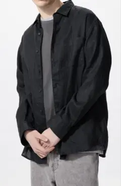 UNIQLO ユニクロ プレミアムリネンシャツ 黒 メンズM