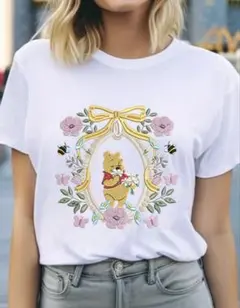 プーさんプリントホワイトTシャツ XL