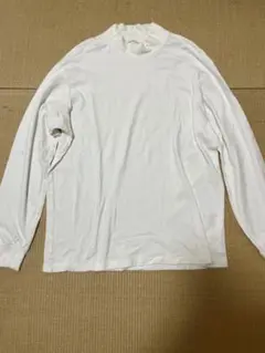 ホワイト ハイネック 長袖Tシャツ