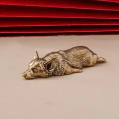 寝そべる犬 ドッグ 真鍮製 文鎮 置物 ゴールド アンティーク