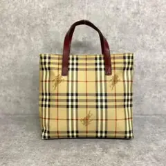 極 美品 レア バーバリー ノバチェック レザー トートバッグ ハンドバッグ